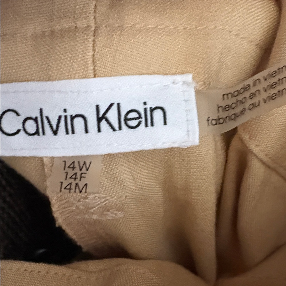 NWT [Calvin Klein] Khaki Deep Pocket Linen Cropped Pants Women’s Plus Sz 14W - Picture 11 of 11